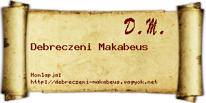 Debreczeni Makabeus névjegykártya